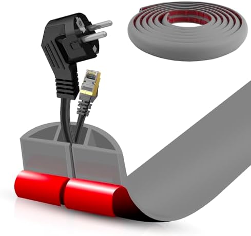 Floor Cord Cover Self Adhesive Cord Hider,10FT Cable Management, Extension Strip Protector for Wires, Prevent Cable Trips for Offices, Gyms, Exhibitions Cavity:0.51"(W) x 0.3"(H) Gray by DBHXXMB-HH