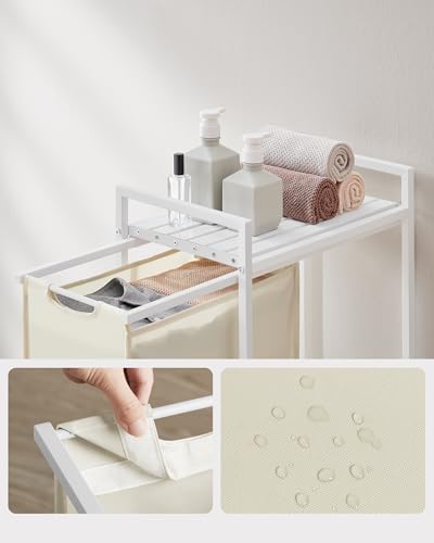 VASAGLE 47 Litre Metal Frame Laundry Basket with Shelf 42 x 28 x 75 cm - Image 3
