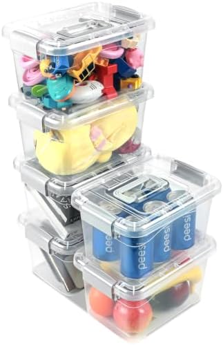 EOENVIVS Plastic Storage Bins 7 Quart-Storage Organizer Bins with Grey Buckle Lids, Stackable Storage Bins with Lids for Home Office Kids Room Closet School Art Supplies Organization,6 Packs, Clear by EasyCozyHomey