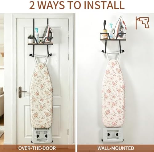 Over The Door Ironing Board Hanger Wall Mount with Wood Shelf, 40 LBS - Image 6