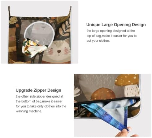 Hanging Laundry Hamper Bag Over the Door Laundry Hamper Wall Hamper Large Dirty Clothes Hamper with Stainless Steel Hooks 29.5X20inch 2Pack Cute Cat - Image 4