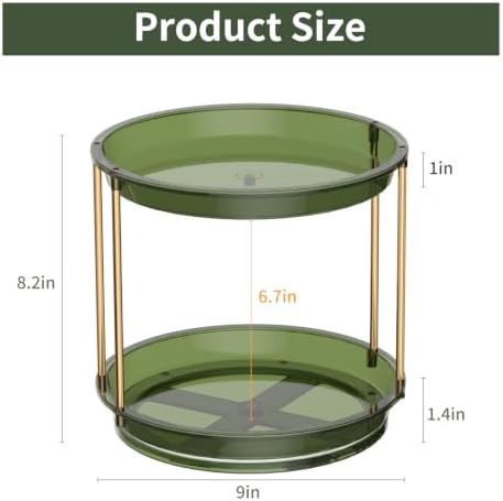 Rotating Makeup Organizer, Perfume Skincare Holder, 2 Tier 9 Inch, Green - Image 3