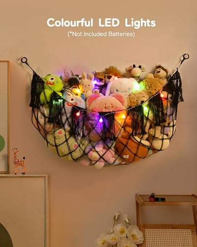 Boho Stuffed Animal Hammock, Falt Wall or Corner Hanging, Black, L - Image 3