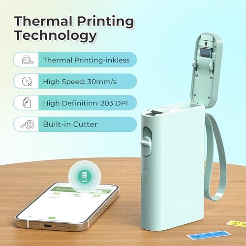 Nelko P21 Label Maker Machine with Tape, Bluetooth Label Printer, Green - Image 5
