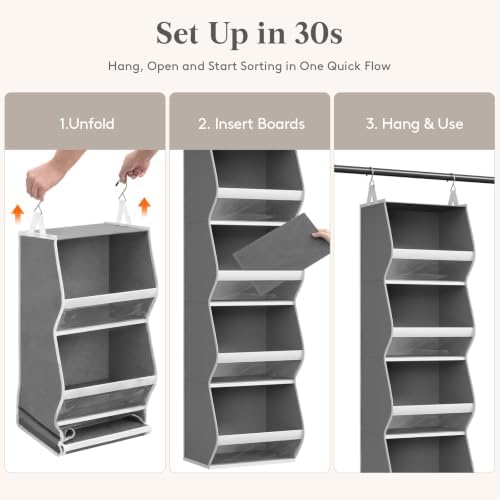 Lifewit Hanging Closet Organizer and Storage for Clothes, Gray, 2 Pack - Image 5