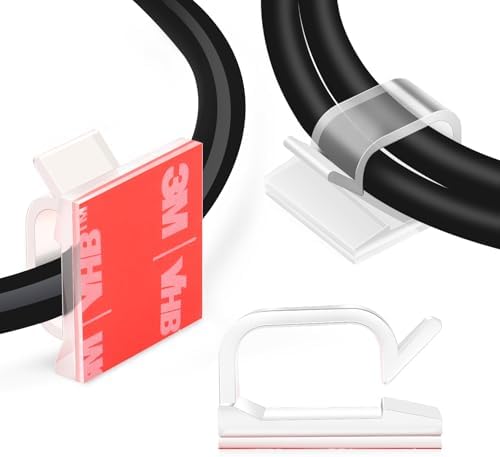 XHF 120PCS 5/8” Clear Adhesive Cable Wire Wall Light Clips, Cord Holder by XHF