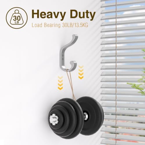 Coat Hooks Wall Mount,Heavy Duty Wall Hooks for Backpack,Towel,Silver 6 Pcs - Image 4