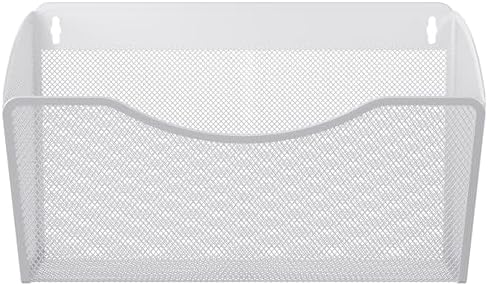 EasyPAG Wall File Organizer, Metal Mesh Hanging File Folder Holder for Letter/A4 Size Folders, Vertical Wall Mount Mail Sorter for Office Paperwork, Classroom, White by EasyPAG