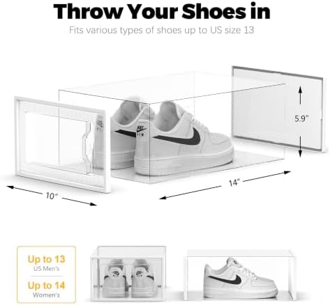 XX-Large Shoe Storage Boxes 12 Pack, Clear Stackable Shoe Organizer - Image 5