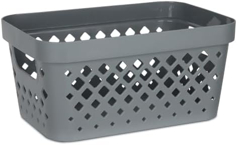 Glad Plastic Baskets for Organizing, Set of 6 | Pantry Storage for Under Counter, Linen Closet, and Bathroom | Nesting Shelf Bins with Handles, 1 Gallon, Grey - Image 2