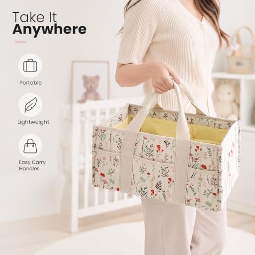 Diaper Caddy Organizer with Removable Dividers | Portable Storage Basket - Image 4