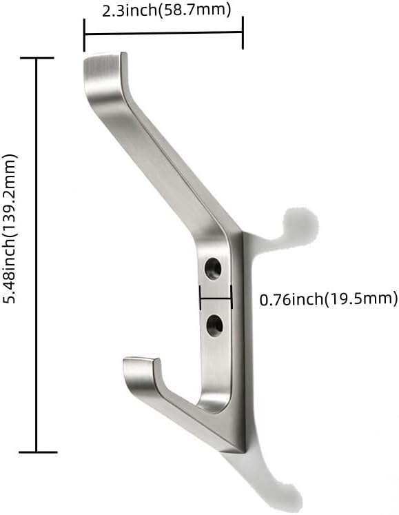 khtumeware 3 Pack 5-3/4 inch zinc Alloy Brushed Satin Nickel Coat Hooks Modern and Simple Design Bathroom, mudroom Hook, Kitchen Towel Hook, Bedroom Coat and hat Hook, Towel Robe Hooks - Image 2