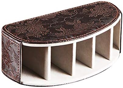 Leather Remote Control Holder,Universal TV Remote Organizer with 5 Compartments,Desktop or Bedside Table Organizer for DVD,Blu-Ray,Gaming and Streaming Remotes,Glasses and Accessories(Antique) - Image 4