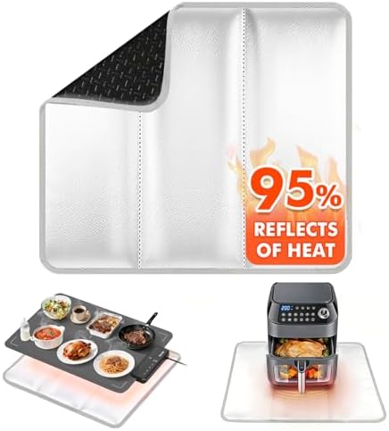 Heat Resistant Mats for Countertop/Air Fryer, 18×15.4 in, Silver by Amerbro