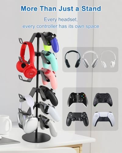 Gamer Gift,6-Tier Controller Headphone Stand Desktop,Ideal Gift for Game Lover - Universal Organizer for Controllers and Gaming Headsets,Unique Present - Image 5