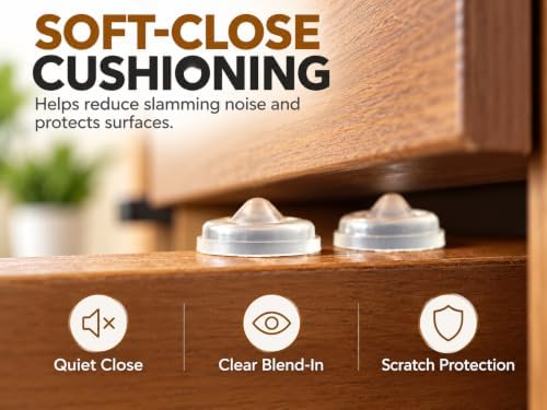 100 PCS Clear Cabinet Door Bumpers - Soft Close Self Adhesive Sound Dampening Rubber Pads for Drawers, Cabinets, Glass Tops, Picture Frames - Image 4