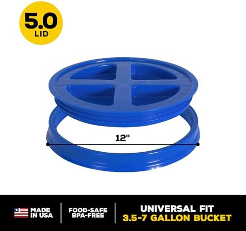 Gamma2 Gamma Seal Lid – Turn your standard utility bucket into an airtight storage container – Fits a 3.5 to 7 Gallon Bucket - Blue, Made in USA - Image 2