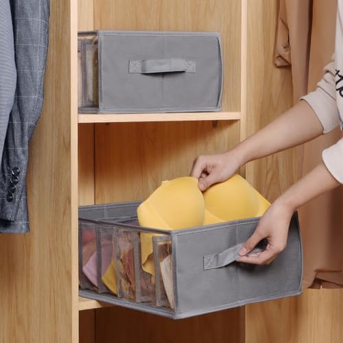 Zilink Upgraded Underwear Drawer Organizer Sock Organizer, Grey, 3 Pack - Image 6