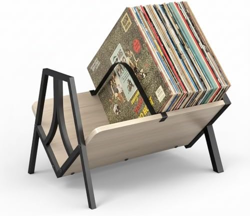 Vinyl Record Storage Rack for 50 LPs, Vinyl Record Album Holder Heavy-Duty Record Storage Shelf with Handles, Record Holder, Multi-Purpose Organizer by Zexvida