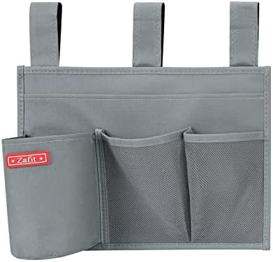 Zafit Hanging Bedside Caddy, Bedside Storage Organizer for Magazine, Phone, Remote control (4 Pockets-Grey) - Image 4