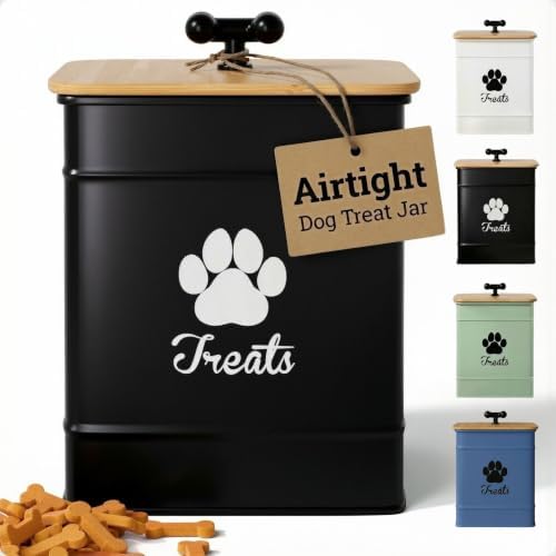 Dog Treat Container Airtight, 6"W x 8"H, Powder Coated, 12 Cup Capacity by HBDesignCo