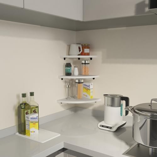 HORLIMER 6 Pack Floating Corner Shelf Wall Mount for Bedroom(White) - Image 5