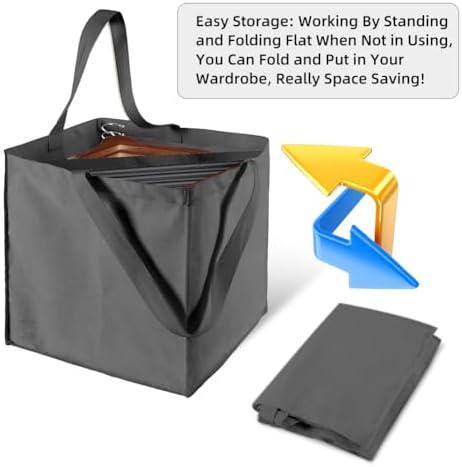 Clothes Hanger Organizer Holder for Space Saving, Fresheracc Hanger Triangle Storage Bag with Handles for Closet Tidier Laundry Rooms Wardrobe Drying Rack, Waterproof Container (Square Grey) - Image 3
