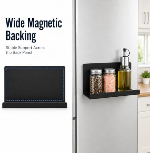 WAYUTO Magnetic Fridge Shelf for Refrigerator, 9.65-Inch Matte Metal Spice Rack and Organizer, No-Drill Storage Shelf for Kitchen, Office, Locker and Whiteboard, Black - Image 6