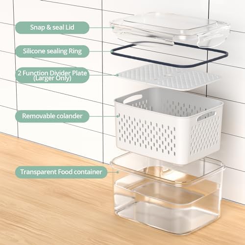 Anysig 8 Pack Fridge Fruit Storage Containers with Removable Colander - Image 4