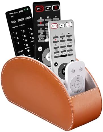 Remote Control Holders Organizer Box with 5 Compartment PU Leather Caddy by WelcometoBONNYDODO
