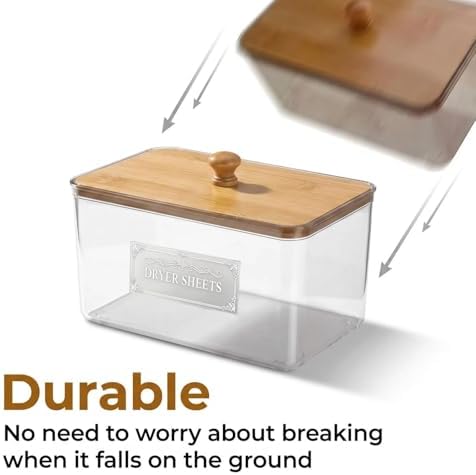 Dryer Sheet Holder with Bamboo Lid, Acrylic Dryer Sheet Container - Image 6