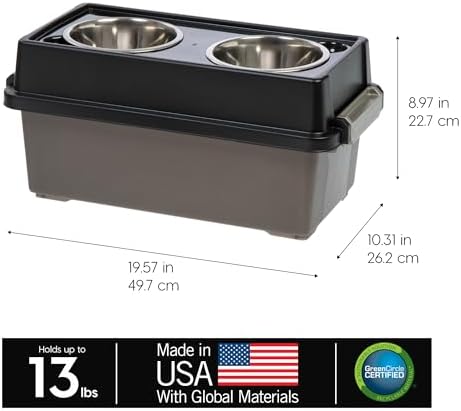 IRIS USA Elevated Dog Bowls 9" H, up to 13 lb Storage, Black, Made in USA, Medium - 9" H w/ 2 Bowls (Pack of 4) - Image 2
