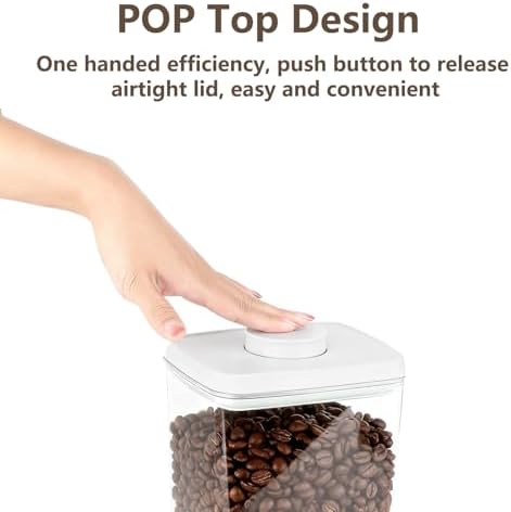 Large Pop Airtight Food Storage Containers Set with Lids 4.2Qt/4L Food Containers with Scoop, Kitchen Pantry Organization and Storage, BPA Free Stackable Cereal Container (4 * 4.2Qt) - Image 2