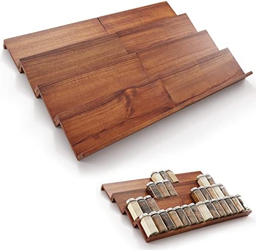 Tinamo Acacia Wood 4-Tier Spice Rack Organizer for Cabinet, Pack of 8 Pcs by TINAMO