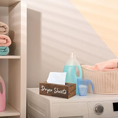 Blulu Dryer Sheet Holder for Laundry Room Wooden Dryer Sheet Container Sheets Dispenser Box Wooden Container Modern for Organizing Fabric Laundry Pods, 7.87 x 4.72 x 2.75 Inches(Dark Brown) - Image 3
