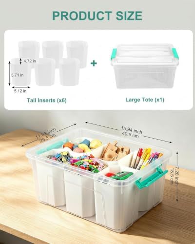 NUMIFUN 17QT Clear Storage Bins with Lids & Dividers for Crafts - Image 2