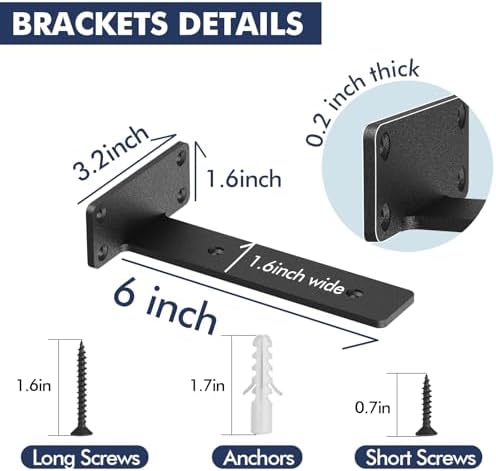 Starunder 6 Inch Floating Shelf Brackets,8 Pack L‑Shape Shelf Supports - Image 5