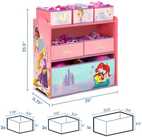 Delta Children Design & Store 6 Bin Toy Storage Organizer, Disney Princess - Image 3