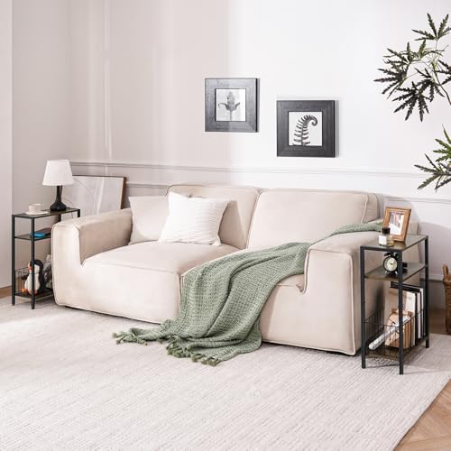 Narrow Side Table with Storage Basket Small End Table for Small Space,Brown - Image 6