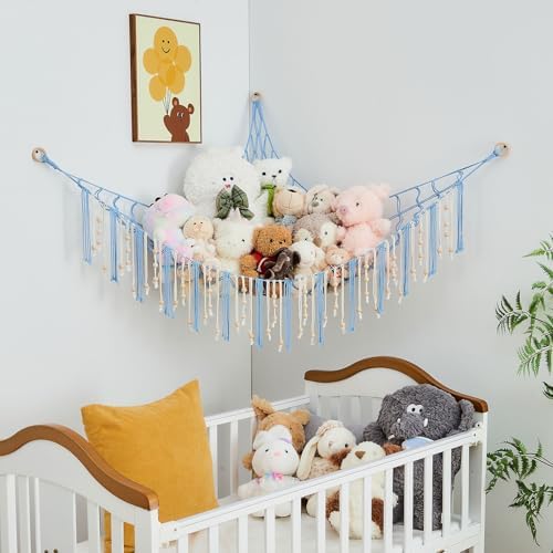 Pretty Jolly Stuffed Animal Storage Hammock with Wooden Beads and Tassels - Image 7