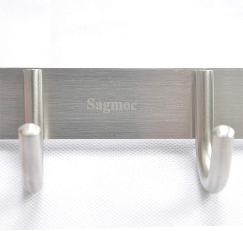 Towel Hook Rack Brushed Nickel - Sagmoc 17-Inch Coat Hook Rail Wall Mounted with 7 Round Hooks, Durable Wall Hangers for Bedroom, Bathroom, Foyer, Hallway (304 Stainless Steel) - Image 4