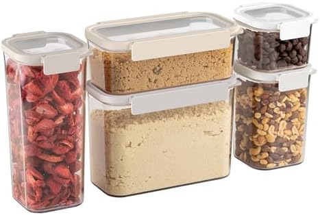 Bentgo Pantry - 10-Piece Airtight Food Storage Containers, Clear, Stackable Kitchen & Pantry Organization, Locking Lids for Freshness, BPA-Free Plastic - Ideal for Sugar, Flour, & More (White Stone) by Bentgo