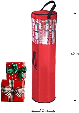 Wrapping Paper Storage Bag | Wrapping Paper Organizer Under Bed for Storing Multiple Rolls of Gift Wrap, 42” Length Container Constructed of Durable 600D Oxford Material (Red) - Image 6