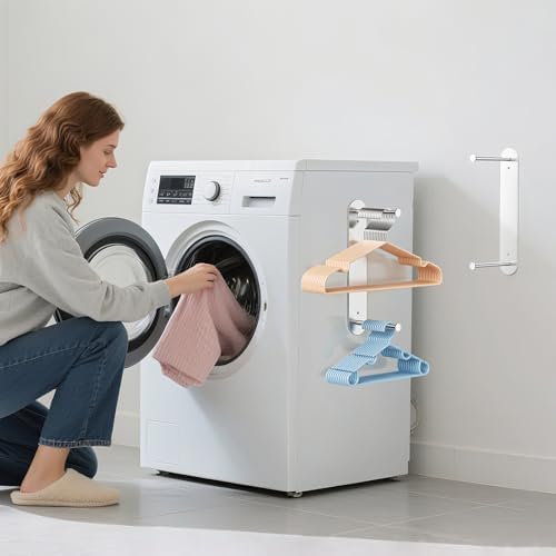Hanger Holder for Laundry Room, Wall Mounted Clothes Hanger Organizer Stacker, Metal Space Saving Hangers Storage Rack for Washing Machine Dryer (Silver, 2Pcs) - Image 5