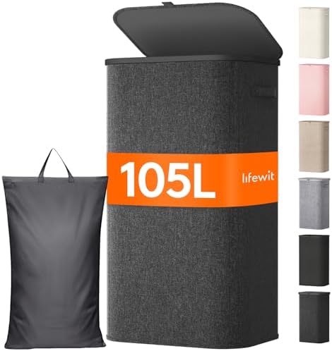Lifewit 105L Large Laundry Hamper with Lid, Removable Inner Bag, Dark Gray by Lifewit