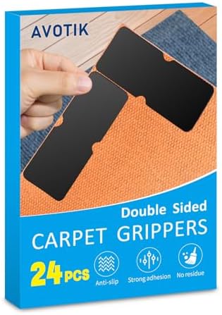 Rug Gripper for Hardwood Floors: 24 PCS No Damage Rug Tape - Anti Slip Rug Grips for Area Rugs – Secure Carpet Tape for Wood Floors, Safe & Strong Hold by RUGGRIPPERANDPAINTERSTAPE