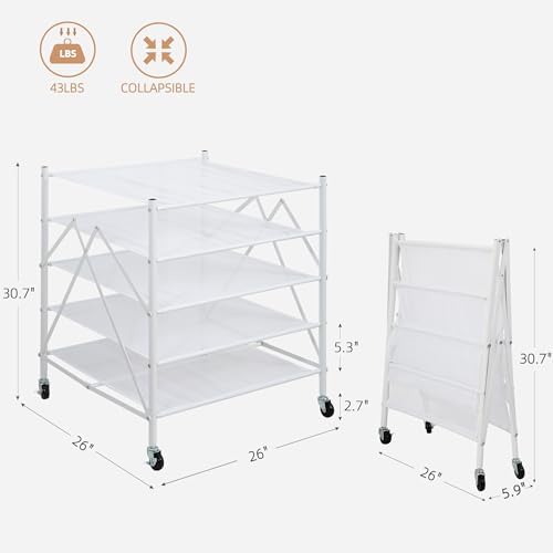 STORAGE MANIAC Sweater Drying Rack, Mesh Clothes Drying Rack, Stackable Laundry Drying Rack, Lay Flat Dryer for Delicates, Portable Dry Rack for Indoor or Outdoor, White, 5 Tier Foldable - Image 3