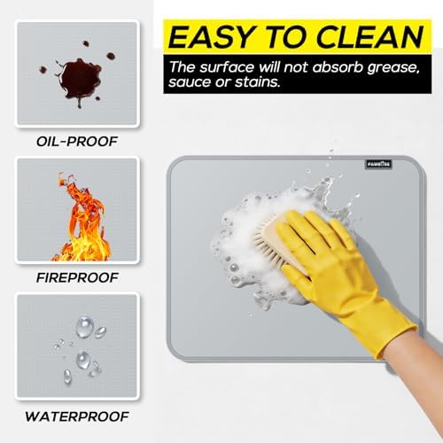 PAWBOSE Heat Resistant Mats for Countertops 16x24 Inch - 2PCS Fireproof Air Fryer Mat, Hot Pad for Ninja, COSORI, Cuisinart, Toaster, Oven & Small Kitchen Appliances - Grey - Image 4