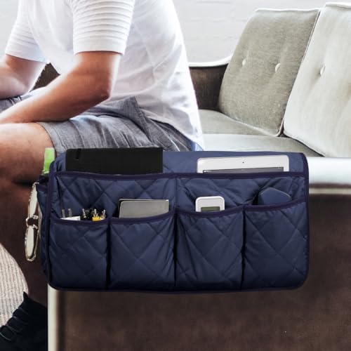 Sofa Armrest Organizer,Couch Remote Control Holder with 14 Pockets Waterproof Non Slip Recliner Organizer for TV Remotes Caddy, Book, Magazines, Ipad - Image 6