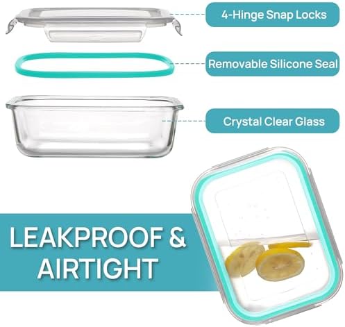 Vtopmart 5 Pack 35oz Glass Food Storage Containers with Lids, Green - Image 6